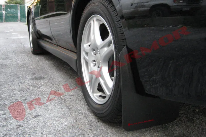 Rally Armor Basic Black Mud Flaps With Red Logo For 2002–2007 Subaru Wrx, Sti, Rs, And 2.5I (Wagons Require Minor Modification) 1