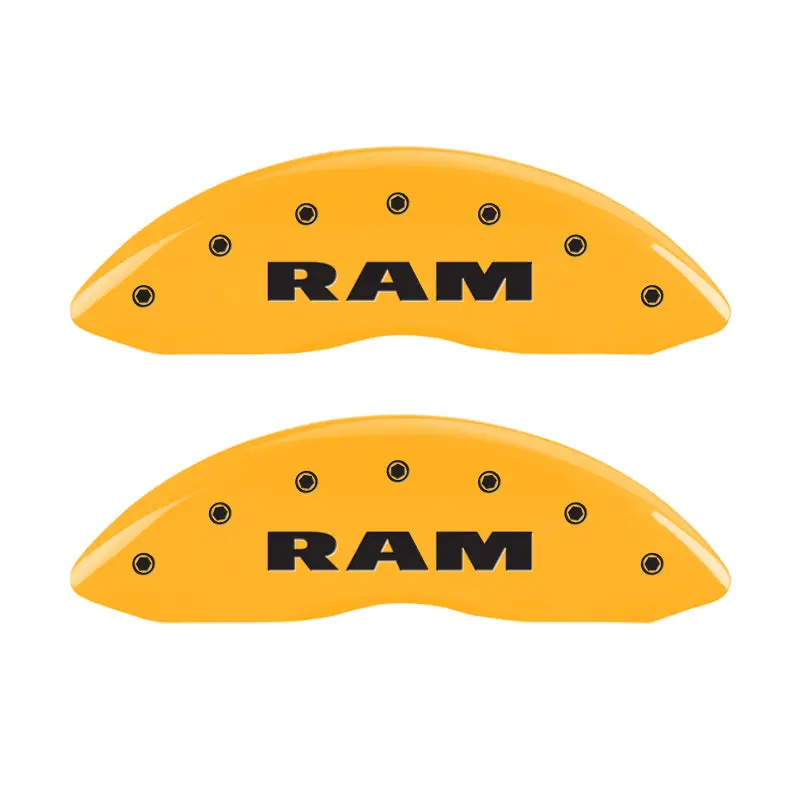 Mgp 4 Caliper Covers Engraved Front & Rear Ram Yellow Finish Black Char 2007 Dodge Durango 1