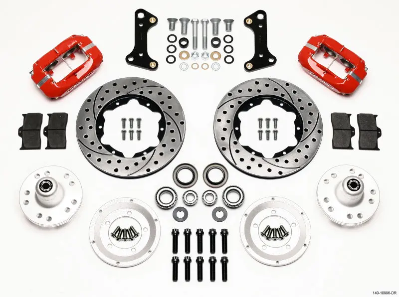 Wilwood Forged Dynalite Front Brake Kit – 11-Inch Drilled & Red-Anodized, Fits 1967–1969 Camaro & 1964–1972 Nova/Chevelle 1