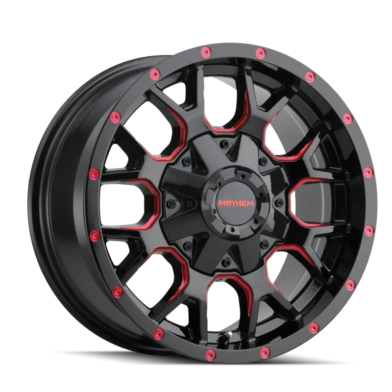 Mayhem 8015 Warrior 20X9 / 5X150 Bp / 0Mm Offset / 110Mm Hub Black W/ Prism Red Wheel 1
