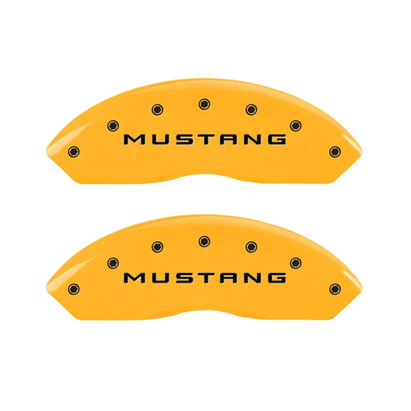 Mgp Engraved Caliper Covers – Front & Rear, Yellow Finish With Black Char, Fits Mustang 1