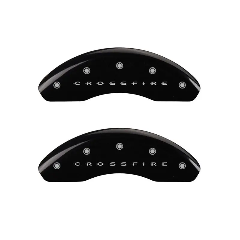Mgp Engraved Caliper Covers – Front & Rear, Crossfire Design With Silver Accents On Black Base 1