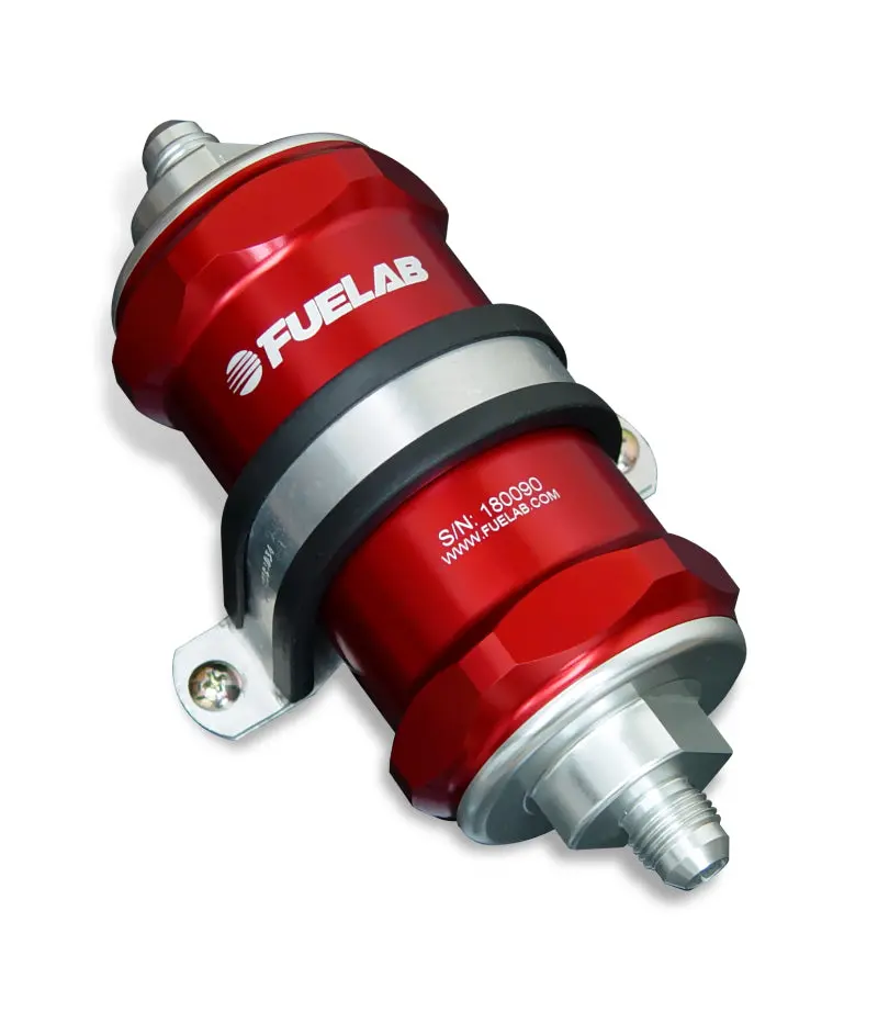Fuelab 818 In-Line Fuel Filter Standard -8An In/Out 6 Micron Fiberglass - Red 1
