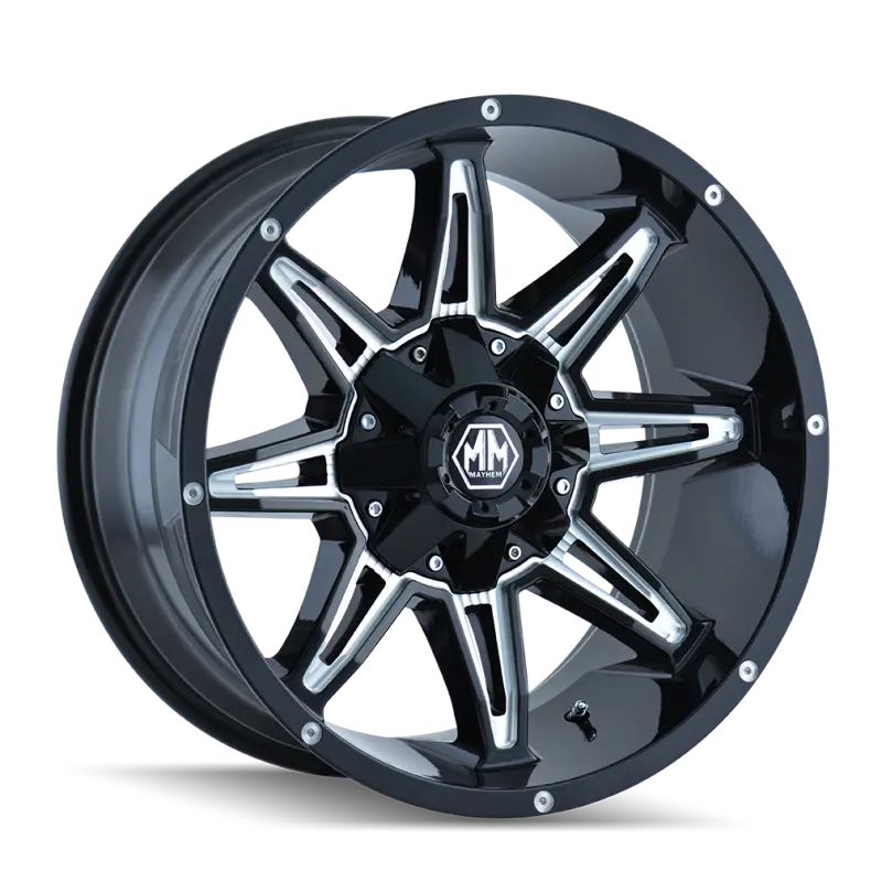 Mayhem 8090 Rampage 22X9.5 / 8X180 Bp / -6Mm Offset / 124.1Mm Hub Black W/ Milled Spokes Wheel 1