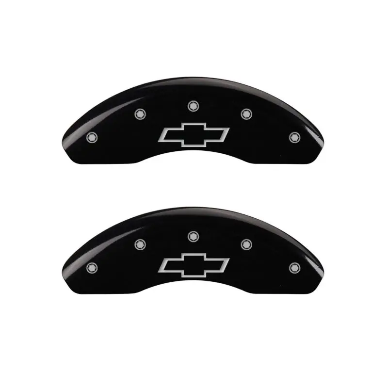 Mgp 4 Caliper Covers Engraved Front & Rear Bowtie Black Finish Silver Ch 1