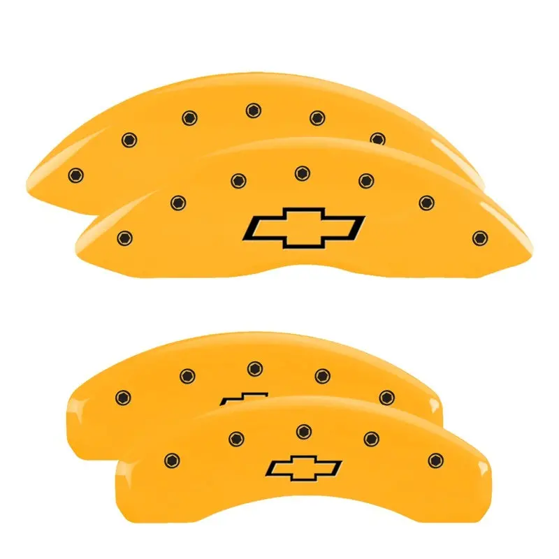 Mgp Engraved Bowtie-Style 4-Piston Caliper Covers – Yellow Finish, Black Char, For 2019 Chevrolet Silverado 1500 1