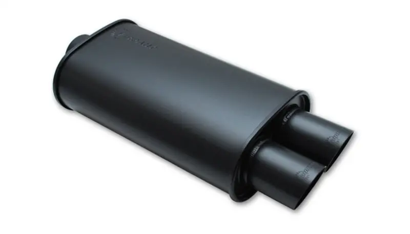 Vibrant Streetpower Dual-Outlet Oval Exhaust Muffler – 3-Inch Inlet, 3-Inch Tips, Flat Black Coating 1