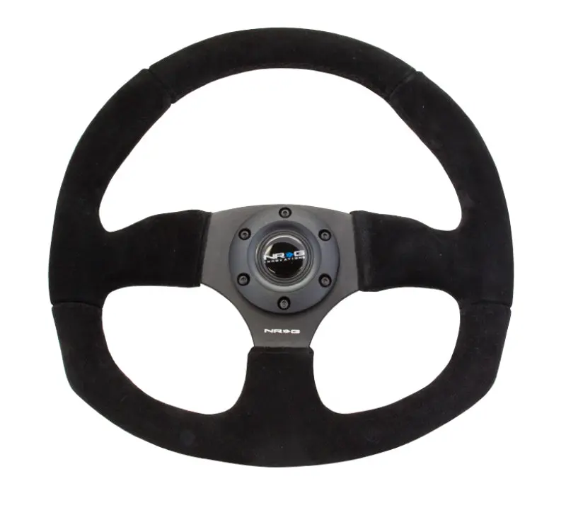 Nrg Reinforced Steering Wheel (320Mm Horizontal / 330Mm Vertical) Black Suede W/Black Stitching 1