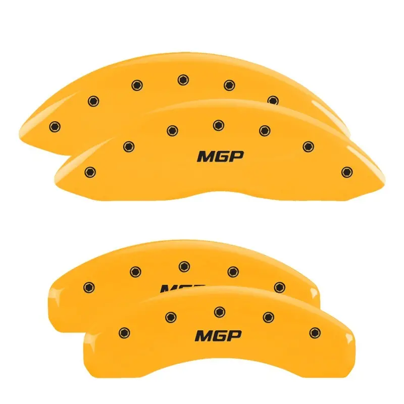 Mgp Engraved 4-Piston Caliper Covers – Front & Rear, Yellow Finish With Black Charcoal Accents For 2016 Mercedes-Benz Gl450 1